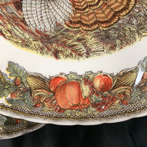 Set of 2 vintage Queen’s HARVEST BOUNTY 8” Thanksgiving soup / cereal bowls - Picture 6 of 9